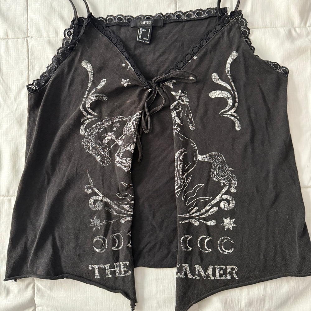 Forever 21 Black Camisole with Lace Detail